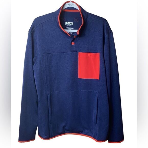 DULUTH Men's Sz Lrg Blue Red River Falls Snap Mock Relaxed Fit Knit Sweater - Picture 2 of 7